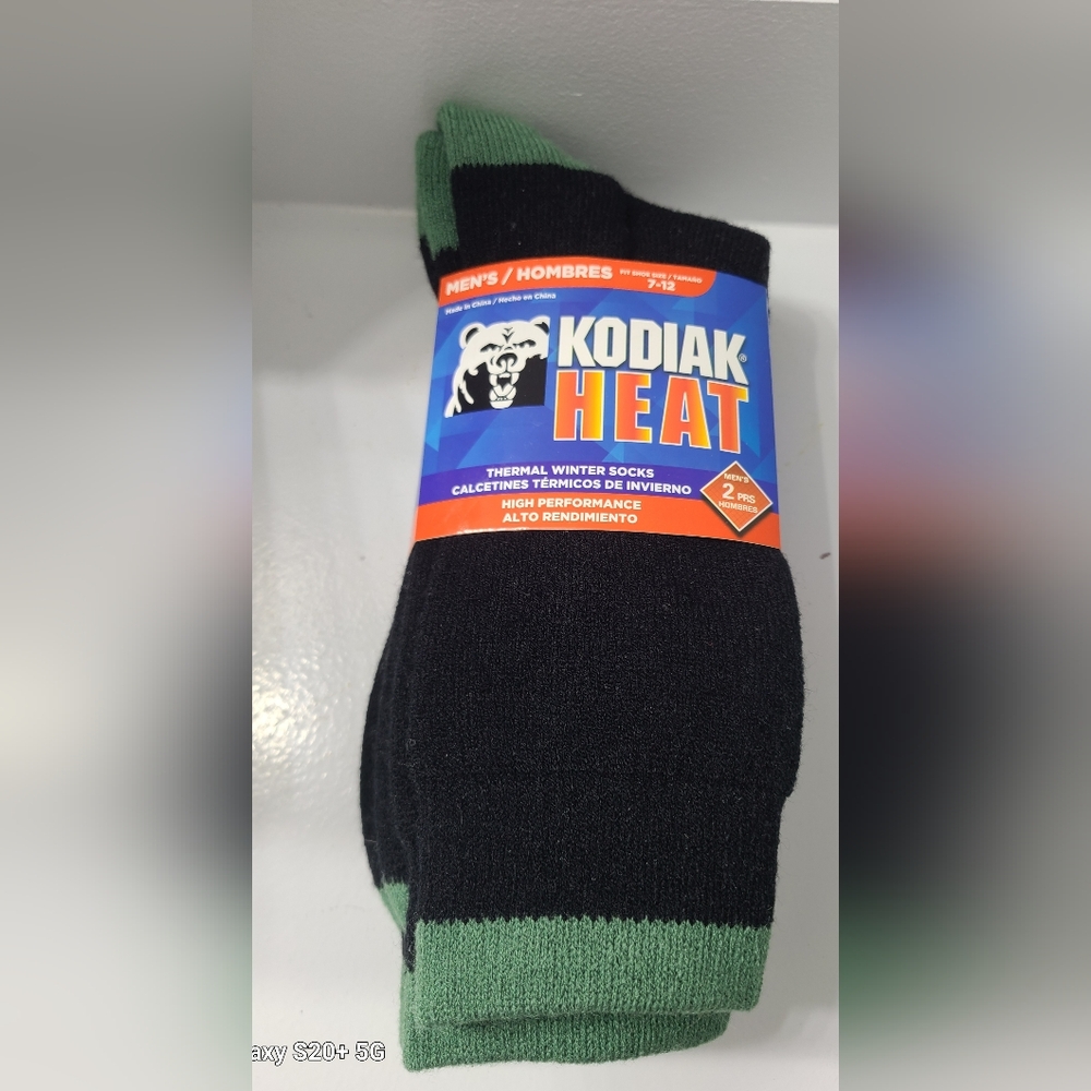 Kodiak Heat Men's 2 Pack Shoe Size 7-12 Cold Weather Winter Socks Style 4103